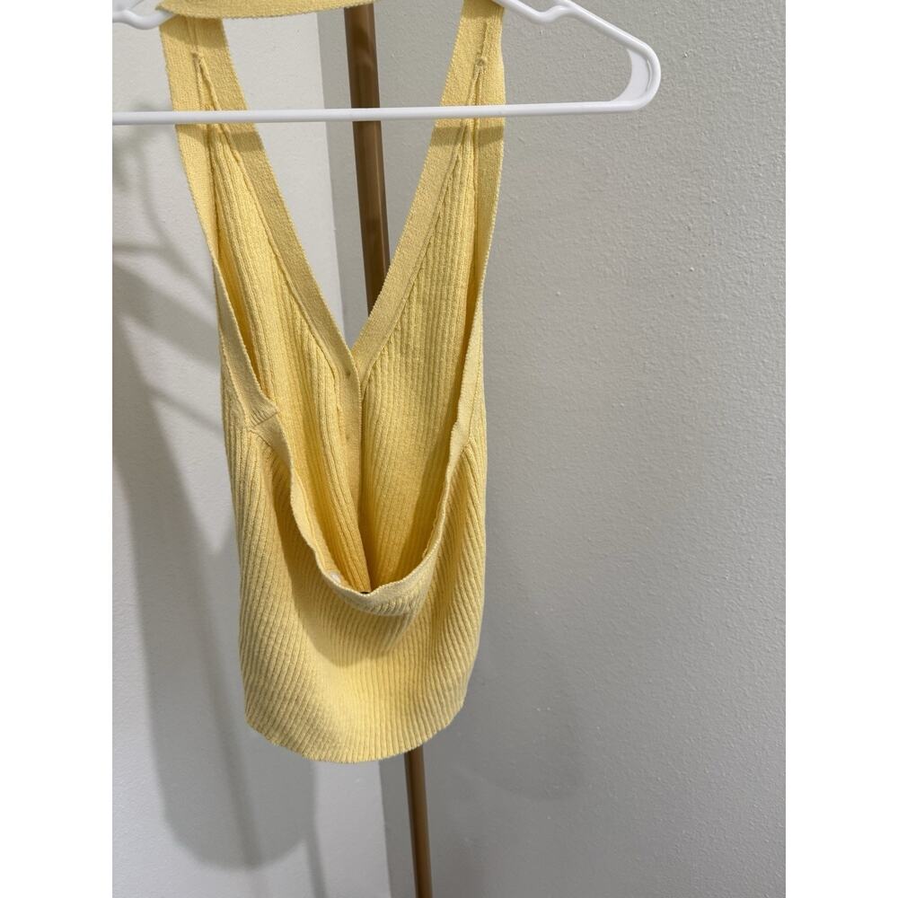 FREE PEOPLE Sweater M/L FP BEACH Basketweave Halter Yellow Women’s Boho - Picture 3 of 6